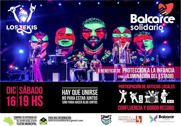 "Los Tekis" se presentarán en diciembre en  el Estadio en el evento "Balcarce solidario"